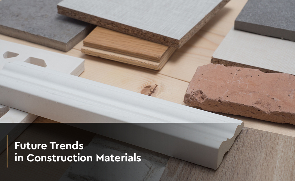 Graphic showcasing emerging trends in construction materials, highlighting innovative and sustainable solutions for future building projects.