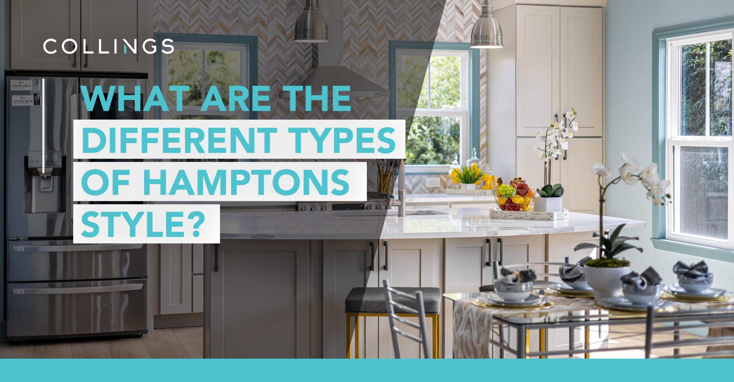 A Hampton style kitchen showcasing diverse styles and design elements.

